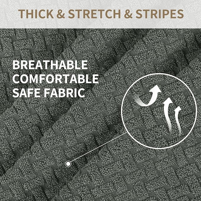 JIVINER 4-Piece Recliner Chair Covers Stretch Jacquard Covers for Recliner Chair Recliner Slipcovers for Living Room Soft Recliner Protector with Pocket (Recliner, Army Green)