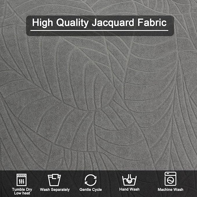 NILUOH Stretch Recliner Chair Cover 4-Pieces Recliner Covers for Large Recliner Jacquard Lazy Boy Chair Covers Soft Reclining Chair Cover Furniture Protector with Elastic Bottom (Leaf Dark Grey)