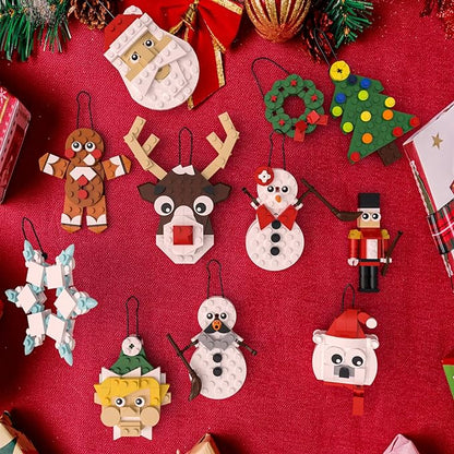 Christmas Ornaments Building Kit, Christmas Tree, Wreath, Santa, Snowman, Gingerbread, Reindeer, Nutcrackers, Snowflake 11-in-1. Stocking Stuffers Decor Toys Gifts for Boys Girls Kids.