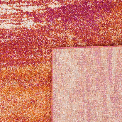 SAFAVIEH Evoke Collection 6'7" x 9' Ivory / Orange EVK272P Modern Abstract Non-Shedding Living Room Bedroom Dining Home Office Area Rug