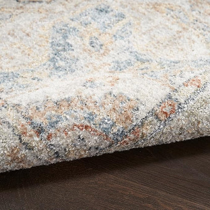 Nourison Astra Machine Washable Traditional Denim Multi 2'2" x 4' Area Rug, Easy Cleaning, Non Shedding, Bed Room, Living Room, Dining Room, Kitchen (2x4)