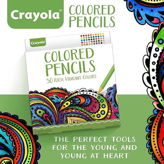 Crayola Colored Pencils For Adults (50ct), Colored Pencil Set for Adult Coloring Books, Coloring Set, Gift for Teens & Adults [Amazon Exclusive]