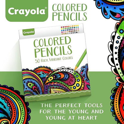 Crayola Colored Pencils For Adults (50ct), Colored Pencil Set for Adult Coloring Books, Coloring Set, Gift for Teens & Adults [Amazon Exclusive]