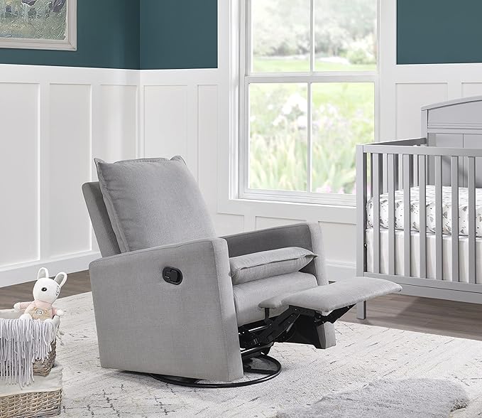 Oxford Baby Uptown Upholstered Swivel Glider and Recliner Nursery Chair, Gray