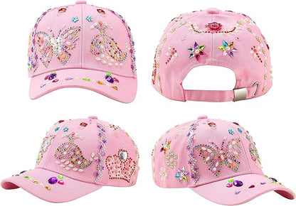Klever Kits Decorate Your Own Baseball Cap with 7 Sheets Gems Stickers, Art & Crafts Kit for Kids, Fun Creative DIY Toys for Kids Girls