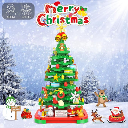 Christmas Tree Building Blocks Kit with Lights, Compatible with Lego Christmas Tree Toy Building Sets, Creative Christmas Decor Building Toys for 6+ Year Old Boys/Girls