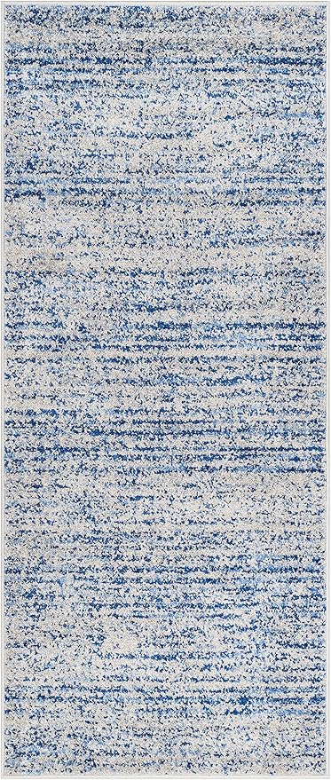 SAFAVIEH Adirondack Collection Runner Rug - 2'6" x 6', Blue & Silver, Modern Abstract Design, Non-Shedding & Easy Care, Ideal for High Traffic Areas in Living Room, Bedroom (ADR117D)