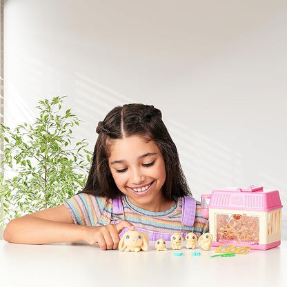 Little Live Pets Lil Baby Bunny Playset Pack, Mama Surprise Bunny Family Collection, Interactive Fold-Out Easter Baby Girl Gifts, Toy for Kids 5+