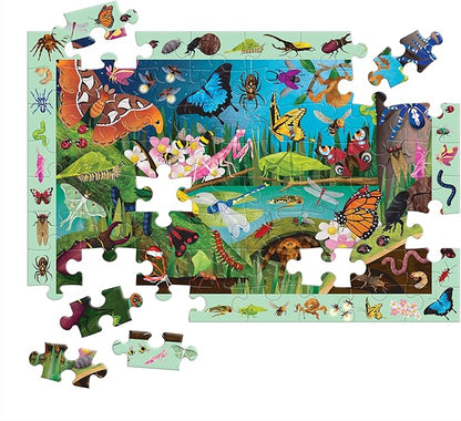 Mudpuppy Bugs & Butterflies — 64 Piece Search & Find Puzzle Jigsaw Puzzle Featuring Diverse Bugs and Insects and Over 40 Hidden Images to Find for Ages 4+