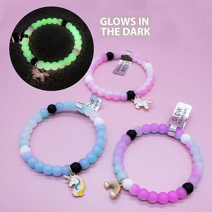 FROG SAC 3 Unicorn Bracelets for Girls, Silicone Bubble Bracelet Pack for Kids, Unicorns Theme Birthday Party Favors and Goodie Bag Fillers for Little Girls, Blue Black Pink Unicorn Stocking Stuffers for Kids