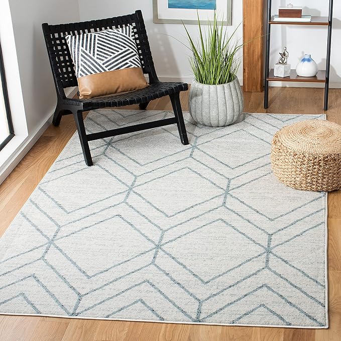SAFAVIEH Adirondack Collection Accent Rug - 3' x 5', Grey & Blue, Modern Geometric Design, Non-Shedding & Easy Care, Ideal for High Traffic Areas in Entryway, Living Room, Bedroom (ADR241K)