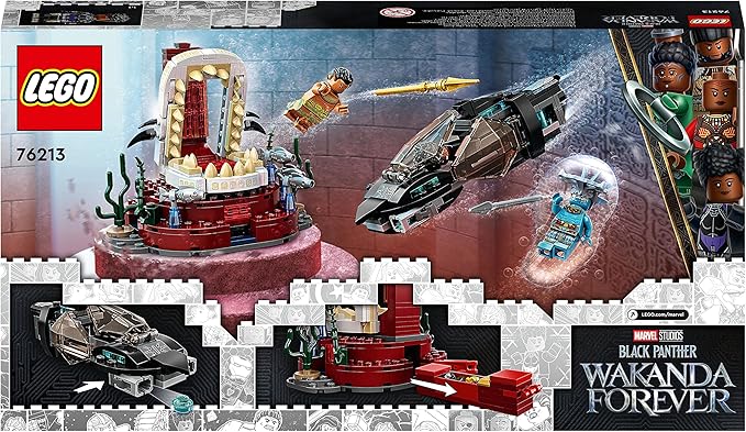 LEGO 76213 Marvel King Namor's Throne Room, Black Panther Wakanda Toy for Building, Set with Submarine for Children from 7 Years, Underwater Adventure with Superheroes