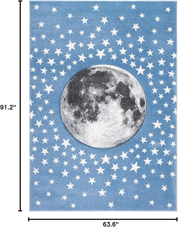 SAFAVIEH Carousel Kids Collection Area Rug - 5'3" x 7'6", Light Blue & Grey, Non-Shedding & Easy Care, Ideal for High Traffic Areas for Boys & Girls in Playroom, Nursery, Bedroom (CRK135L)