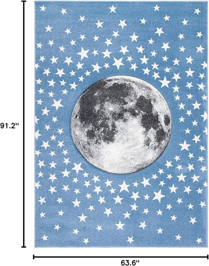 SAFAVIEH Carousel Kids Collection Area Rug - 5'3" x 7'6", Light Blue & Grey, Non-Shedding & Easy Care, Ideal for High Traffic Areas for Boys & Girls in Playroom, Nursery, Bedroom (CRK135L)