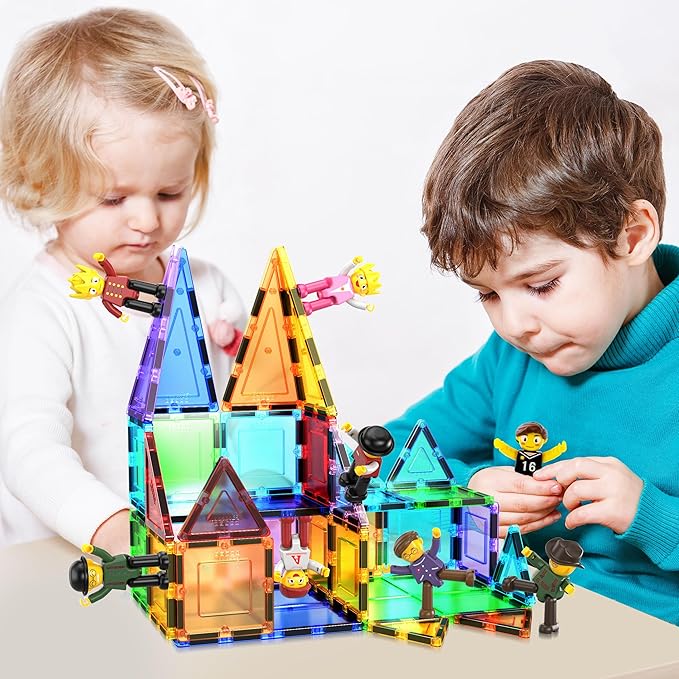 PicassoTiles Magnetic Figures 8 Piece Character Action Figure Toddler Toy Set Magnet Expansion Variety Pack Play People Add-ons STEM Learning Kit Pretend Playset for Construction Building Block PTA03