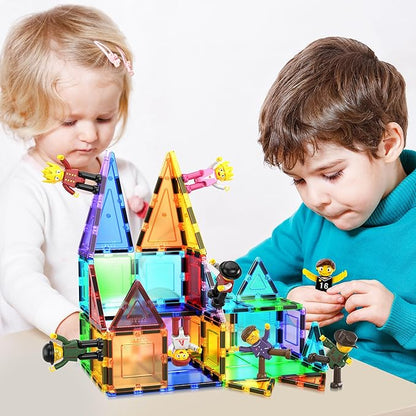PicassoTiles Magnetic Figures 8 Piece Character Action Figure Toddler Toy Set Magnet Expansion Variety Pack Play People Add-ons STEM Learning Kit Pretend Playset for Construction Building Block PTA03