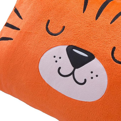 Saint Eve Kids Pillow Pals - Cute & Super Soft Animal Friends Decorative Fluffy Pillow Covers for Girls and Boys & Toddlers Beds, Playroom and Nap Time, Sensory Toys for Kids, Java the Tiger