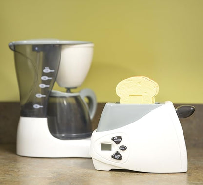 Constructive Playthings 4 pc. Pretend Play Action-Fun Appliances Set with 8" H. Blender, Mixer, Popping Toast Toaster and Water Dispensing Coffee Maker for Ages 3 Years and Up