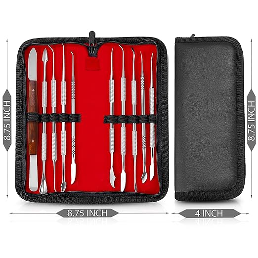 SURGICAL ONLINE Stainless Steel Wax Carvers Set, Pottery & Polymer Clay Tools, Sculpting Kit with Carrying Case