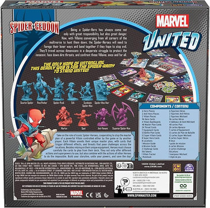 Spin Master Games, Marvel United: Spider-Geddon, Strategy Board Game, Collectible Spider Man Figurines, for Fans of Marvel Rivals & Action Movie Toys, 1-4 Players, for Ages 14 & Up