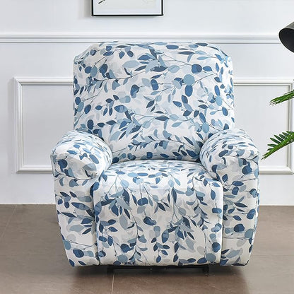 NILUOH Stretch Recliner Cover 4 Pieces Printed Lazy Boy Chair Covers Recliner Sofa Slipcover Anti-Slip Fitted Furniture Protector with Elastic Bottom, N1