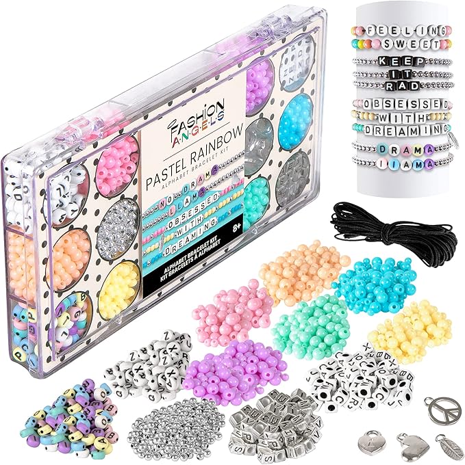 Fashion Angels Tell Your Story Alphabet Bead Bracelet Making Activity Kit with Over 1,500 Beads and Super Cute Bead Organizer Case That Makes Over 30 Bracelets, Ages 8 and Up
