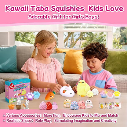24Pack Taba Squishy Toys kit- Squishy Fidget Squeeze Toys Party Favors for Kids 8-12-Kawaii Stress Balls for Kids- Taba Squishies Stress Relief Toys for Girls 8-10-6-9 Years Old Girls Birthday Gifts