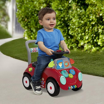 Radio Flyer Busy Buggy, for Toddlers 1-3, 3-in-1 Push Walker Ride On Car with 17 Sensory Activities, Anti-Tip Feature, Under-Seat Storage, Horn and Gears, 42 lb Capacity, Toddler Ride On Toys