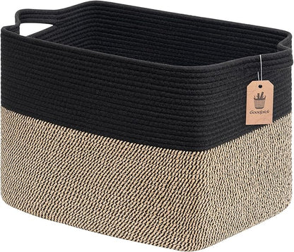 Goodpick Woven Baskets for Organizing, 18" x 14" x 12" Wicker Laundry Basket with Handles, Decorative Toy Baskets Storage Kids, Blanket Basket for Living Room, Bedroom