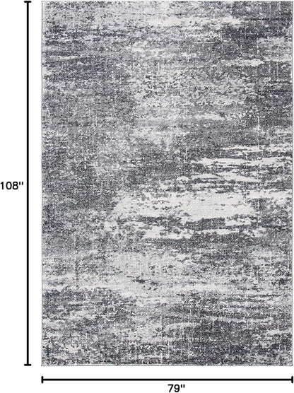 SAFAVIEH Evoke Collection 6'7" x 9' Ivory/Grey EVK272F Modern Abstract Non-Shedding Living Room Bedroom Dining Home Office Area Rug