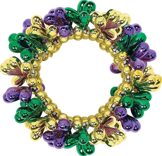 Amscan Mardi Gras Bracelet - 7" - 1 Pc. - Vibrant Multi-Color – Ideal for Festivities, Parties & Gifting