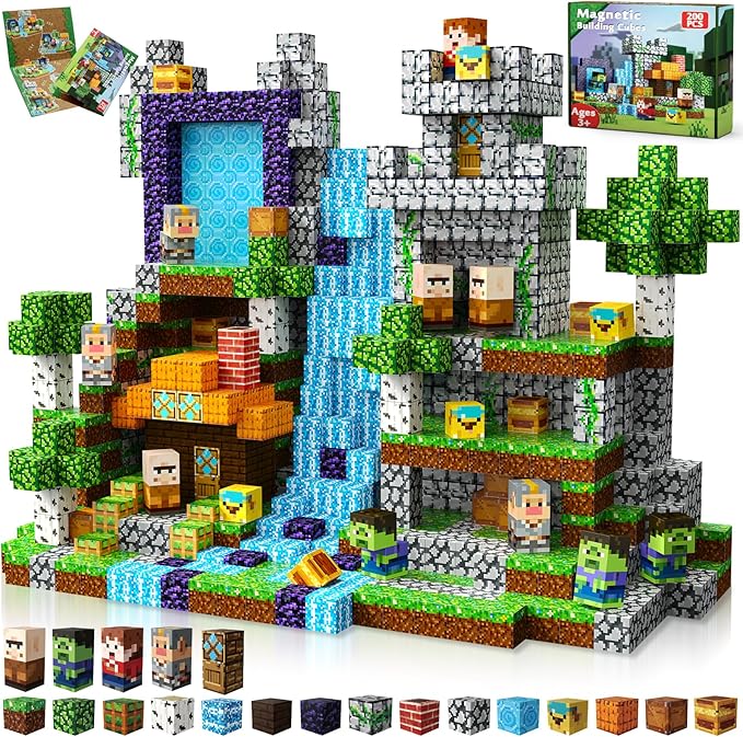 200 PCS Magnetic Blocks - Magnetic Building Blocks Cubes Adventurer, Magnet Toys for Kids Age 3+, Toy Building Set for Kids, Magnets Construction Easter Birthday Gifts for Boys Girls Age 4-8, 8-12