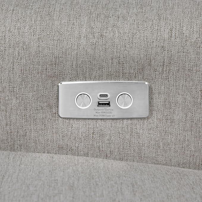 Namesake Linden Electronic Recliner and Swivel Glider with USB Port in Performace Grey Eco-Weave, Water Repellent & Stain Resistant, Greenguard Gold & CertiPUR-US Certified