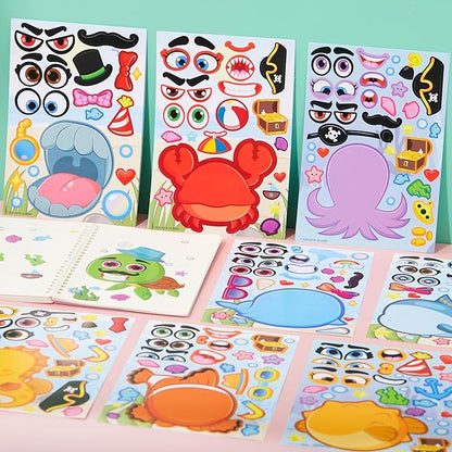 JOYIN 36 Pcs 9"x6" Sea Animals Make a face Stickers for Kids, Make Your Own Ocean Animals Sticker Sheets, Party Favors Kids Crafts, Goodie Bags Stuffers, Classroom Rewards