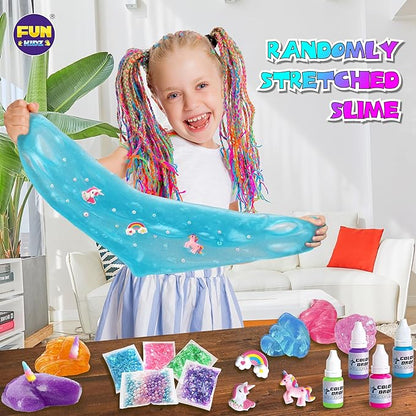 Fluffy Unicorn Slime Kit for Girls, FunKidz Cloud Slime Gift for Ages 6+ Kids Fun Slime Making Kit Awesome Craft Toy Birthday Present Ideas