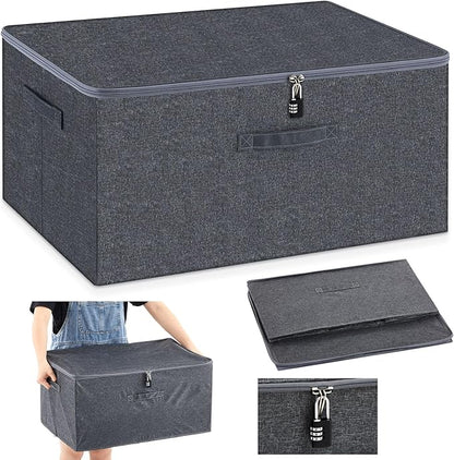 Briwooody Discreet Lockable Toy Bag Storage Organizer Toy Bag Storage Bins Case with Zipper Lid for Women and Men Clothes Container (Gray,23.6 x 15.8 x 11.8 Inch)