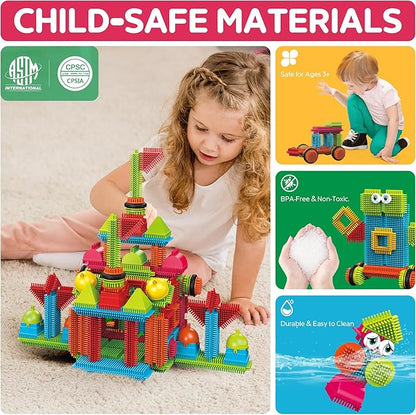 Contixo STEM & STEAM Building Toys, ST6 100-Piece Bristle Shape 3D Tiles Set - Educational Construction Blocks, Creative Stacking & Learning Toy for Kids Ages 3-8