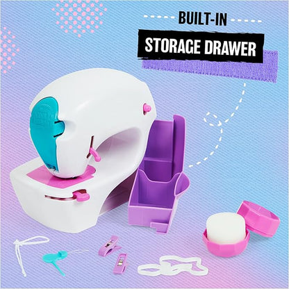 Cool Maker, Stitch ‘N Style Fashion Studio, Pre-Threaded Sewing Machine Toy with Fabric and Water Transfer Prints, Arts & Crafts Kids Toys for Girls