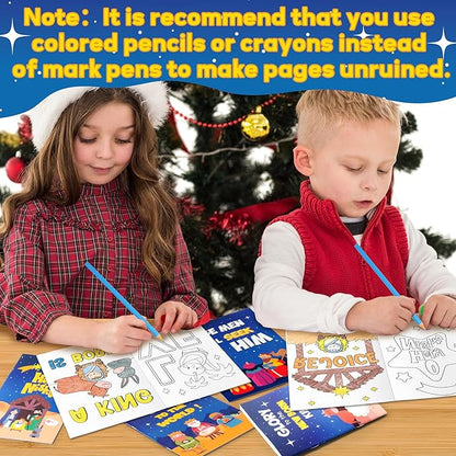 24Pcs Nativity Christmas Coloring Books - Christian Theme DIY Color-in Pages Booklet Bulk Drawing Bible Savior Religious Activity Supplies for School Classroom Rewards Holiday Gift for Kids