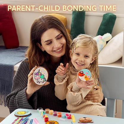 Klever Kits Wooden Painting Craft Kit-Glow in The Dark- Arts and Crafts for Kids Ages 6-12 Wood Slices with Art Activitiy Supplies, Wood Crafts for Boys Girls Party Gift Christmas Tree Ornaments