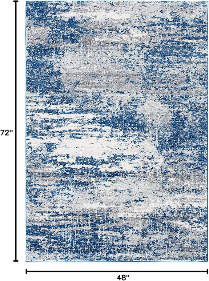 SAFAVIEH Evoke Collection 4' x 6' Dark Blue/Grey EVK272L Modern Abstract Non-Shedding Living Room Dining Bedroom Accent Rug