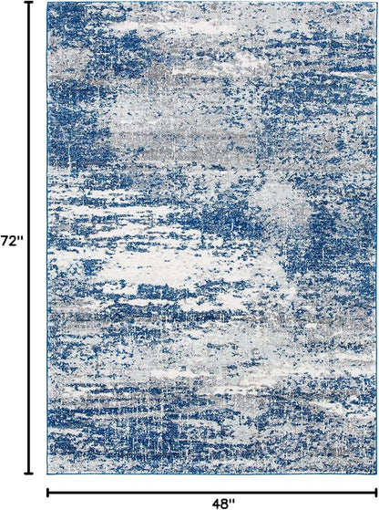 SAFAVIEH Evoke Collection 4' x 6' Dark Blue/Grey EVK272L Modern Abstract Non-Shedding Living Room Dining Bedroom Accent Rug
