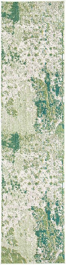 SAFAVIEH Madison Collection Runner Rug - 2'2" x 6', Green & Ivory, Modern Abstract Design, Non-Shedding & Easy Care, Ideal for High Traffic Areas in Living Room, Bedroom (MAD499Y)
