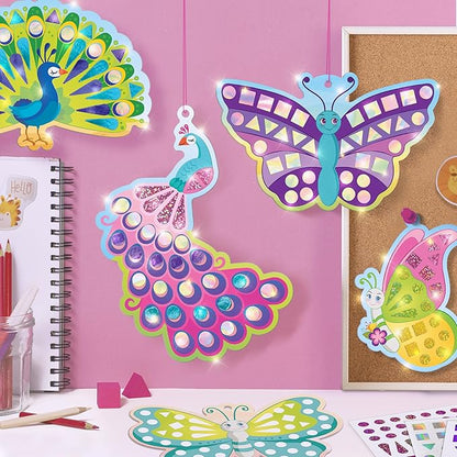 Imagimake Mirror Mosaic Butterfly & Peacock Kids Art Set | DIY Craft Kit | Foil Stickers for Kids | Mosaic Kit | Travel Toys | Birthday Gift for Girls and Boys Ages 3,4,5,6,7,8 |