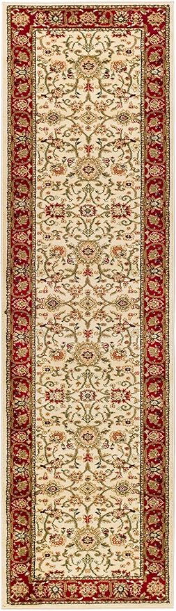 SAFAVIEH Lyndhurst Collection Runner Rug - 2'3" x 8', Ivory & Red, Traditional Oriental Design, Non-Shedding & Easy Care, Ideal for High Traffic Areas in Living Room, Bedroom (LNH212K)