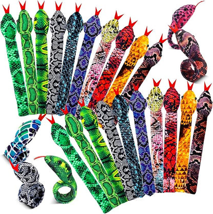 16Pcs Snake Slap Bracelets, Reptile Party Favors Snake Snap Bracelet Fuzzy Animal Slap on Bracelet for Kids Reptile Birthday Party Supplies Christmas Gifts