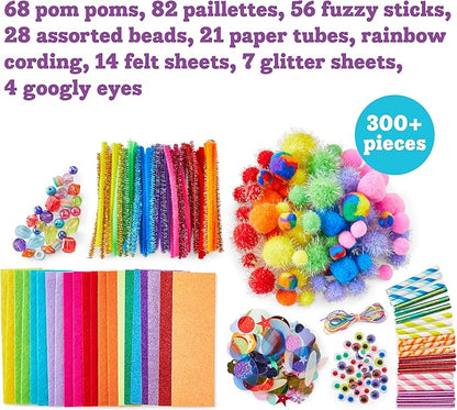 Kid Made Modern Rainbow Craft Kit - Bulk Arts & Crafts Supplies and Materials for Kids - 300+ Pieces DIY Art Box Case for Creative Projects (Ages 6+)