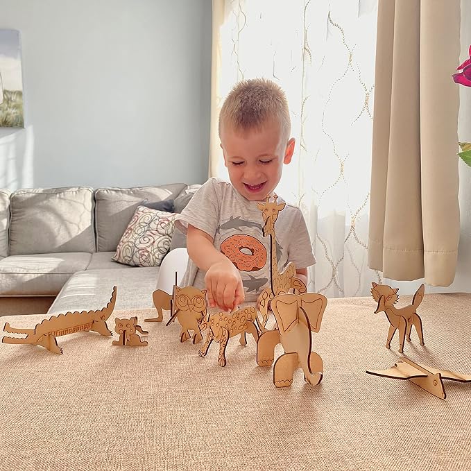 10in1 Craft DIY 3D Wooden Puzzles Bundle Set for Kids Age 3+ | Assemble Paint & Play Brain Teaser Puzzles | Educational STEM Toy for Boys Girls