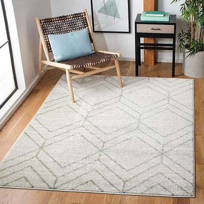 SAFAVIEH Adirondack Collection Accent Rug - 3' x 5', Ivory & Sage, Modern Geometric Design, Non-Shedding & Easy Care, Ideal for High Traffic Areas in Entryway, Living Room, Bedroom (ADR241W)