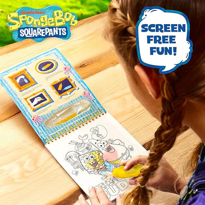Spongebob Aqua Art, Mess-Free Water Reveal Coloring Book with Pen, No Mess Travel Activity Pad for Kids & Toddlers, Reusable Water Art Set, Preschool On-The-Go Toy, Mess Free Coloring for Toddlers